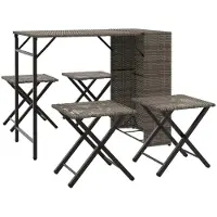 Syfax Ensemble à manger de jardin 5 pcs pliable gris résine tressée