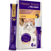 Feliway Happy Snack By - Boîte de 6 sticks au goût poulet. Relaxez votre chat autour d'un moment de complicité . Présenté sous forme de friandise onctueuse. 6x15 g Aliment