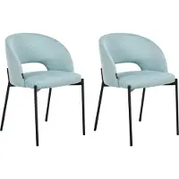 Beliani - Ensemble de 2 chaises de salle à manger, bleu clair, revêtement en tissu, pieds en métal noir. Style moderne rétro, idéal pour la cuisine, le salon ou la salle à manger. Meubles