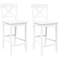 vidaXL Tabouret de bar 2 pcs. Blanc Bois massif Hévéa