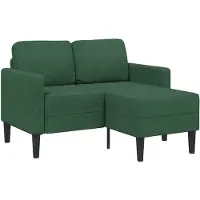 vidaXL Canapé 2 places avec chaise longue en L Vert foncé 125 cm Lin