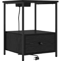 vidaXL Table de nuit avec station de chargement avec tiroir Chêne noir