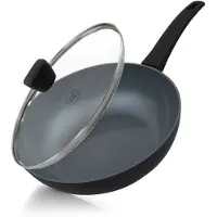 BE Living Delight Poêle wok avec couvercle - Ø 28 cm - Céramique - Sans PFAS - Induction - Noir