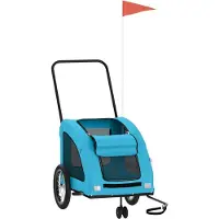 vidaXL Remorque pour vélo Chiens Bleu Tissu Oxford et fer