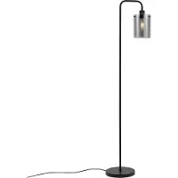 QAZQA Lampadaire design noir avec verre fumé - Domo