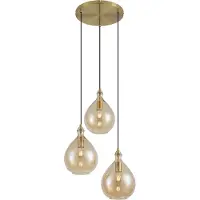 QAZQA Suspension moderne dorée avec verre ambré 3 lumières - Traditional