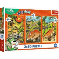 Trefl Puzzle 3x80 Trefliki dans le monde des dinosaures 34888