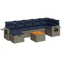 vidaXL Ensemble de jardin canapé 8 pièces avec coussins Gris Poly rotin