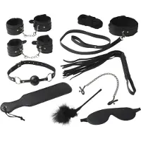 Baseks - kit de bondage doux pour débutants (noir) - 10 pcs