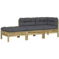 vidaXL Canapé de jardin avec coussin et pouf 3 places
