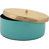 Present Time – Boîte de rangement Double Funky, grande taille – Turquoise et jaune pastel