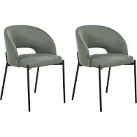 Beliani - Ensemble de 2 chaises de salle à manger, vert foncé, revêtement en tissu, pieds en métal noir. Style moderne rétro, idéal pour la cuisine, le salon ou la salle à manger. Meubles