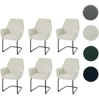 Mendler Lot de 6 chaises cantilever HWC-G67, chaise de salle à manger, chaise de cuisine, tissu/textile Öko-Tex MVG crème-beige