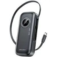 Awei Powerbank Pa-9 10000Mah 22,5W avec câble extractible Noir/Noir