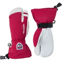 Hestra Army Leather Heli Ski, gants lobster de ski, junior, rouge
