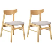 Beliani Lot de 2 chaises de salle à manger, gris, bois de caoutchouc clair, assise rembourrée, sans accoudoirs, style rétro traditionnel, cuisine, salle à manger