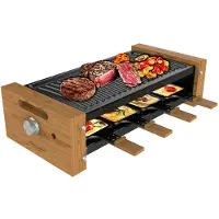 Cecotec Raclette en bois Cheese&Grill 8200, couleur noire. 1200 W, surface de cuisson, 8 poêles individuelles, plaque antiadhésive