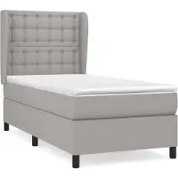 Syfax Sommier à lattes de lit avec matelas Gris clair 90x200 cm Tissu