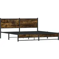 vidaXL Lit métallique sans matelas chêne fumé 160x200 cm