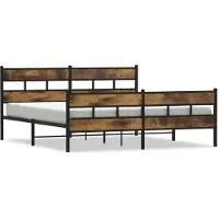 vidaXL Lit métallique sans matelas chêne fumé 200x200 cm