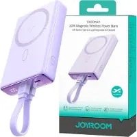 JOYROOM Powerbank Jr-Pbm01 Magnetic 10000Mah 20W Avec Support + Câble Lightning - Usb-C - Violet