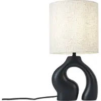 QAZQA Lampe de table Japandi noire avec abat-jour en lin - Dahlia