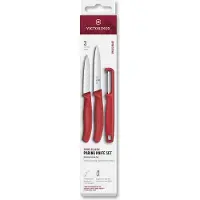 Victorinox SwissClassic, couteaux à légumes et éplucheur Chili Red, set de 3, 6.7111.33C1