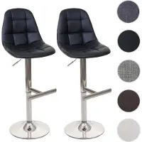 Mendler 2x tabouret de bar HWC-A67, chaise bar/comptoir noir, similicuir
