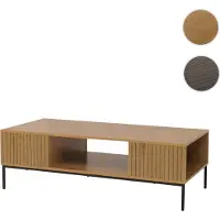 Mendler Table basse HWC-O39, table de salon table d'appoint, mélamine MDF 39x120x60cm naturel