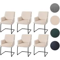 Mendler Lot de 6 chaises cantilever HWC-N60, chaise de salle à manger, chaise de cuisine, tissu/textile Öko-Tex MVG crème-beige