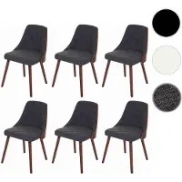 Mendler 6x chaise de salle à manger Osijek, fauteuil, aspect noix, bois cintré tissu, gris