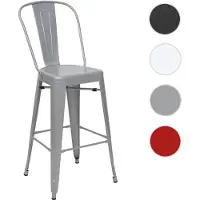 Generique Tabouret de bar MENDLER HWC-A73 métal design industriel gris