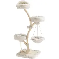 Fudajo Arbre à chat design avec chaise longue suspendue, arbre à chat 59 x 59 x 169 cm, arbre à chat jusqu'à max. 15 kg avec sisal et peluche, meuble pour chats avec 3 étages