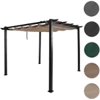 Mendler Pergola En Aluminium Hwc-N93, Pavillon De Jardin Pavillon De Jardin, Structure Stable De 8cm Toit Coulissant Uv50+ 3x3m Crème-Beige