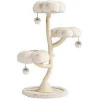 Fudajo Arbre à chat design avec 3 cuvettes, arbre à chat Ø 59 cm et hauteur 125 cm, arbre à chat jusqu'à max. 15 kg avec sisal et peluche, meuble pour chats avec 3 étages