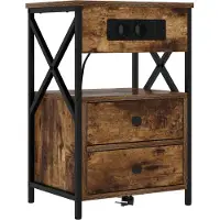 vidaXL Table de nuit avec station de chargement avec tiroir Chêne fumé