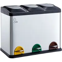 SVITA TC3X15 Poubelle à papier Corbeille à pédale en inox Poubelle de recyclage 45L