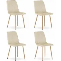 Leobert Chaise Valora LAVA en velours beige clair, pieds en bois (x4) | Lot de 4 chaises beige clair pour un intérieur complet