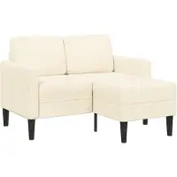 vidaXL Canapé 2 places avec chaise longue en L Crème 125 cm Lin