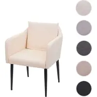 Mendler Chaise de salle à manger HWC-H93, chaise de cuisine chaise longue similicuir crème-beige