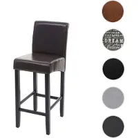 Mendler Tabouret de bar HWC-C33, tabouret de comptoir, bois brun, pieds foncés, cuir