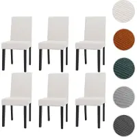 Mendler Lot de 6 chaises de salle à manger Littau, chaise de cuisine à dossier haut, tissu/textile Velours bois crème, pieds foncés