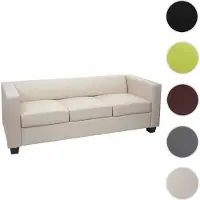 Mendler Canapé / sofa Lille, 3 places, 191x75x70cm simili-cuir, crème