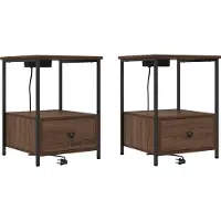 vidaXL Table de nuit avec station de chargement Chêne marron