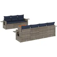 vidaXL Ensemble de 8 canapés de jardin avec coussins, gris, polyrattan