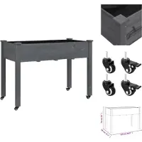 vidaXL Jardinière sur roues avec doublure gris 118x59x80 cm bois sapin
