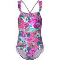 Speedo Learn To Swim Printed Frill Thinstrap Swimsuit Violet 5 Years Fille