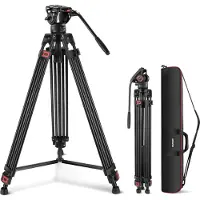 Neewer Professional Video Tripod With Fluid Head (Métal), Trépied, Noir