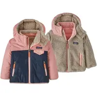 Patagonia - Veste réversible - Baby Reversible Tribbles Hoody New Navy w/Mallow Pink - Taille Enfant 3 ans - Rose
