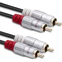 Qoltec 52335, 2 x RCA mâle, 2 x RCA mâle, 0,5 m, noir (0.50 m, Câbles Cinch)